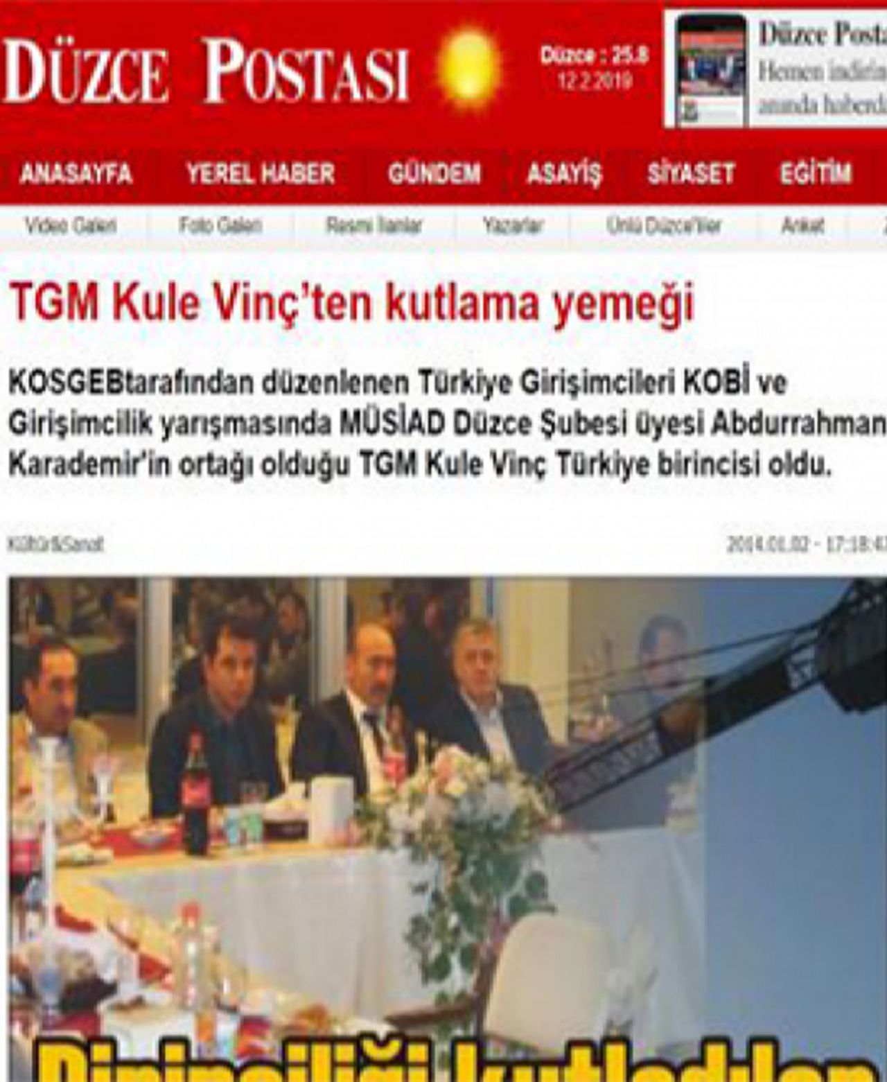 TGM Kule Vinç’ten kutlama yemeği